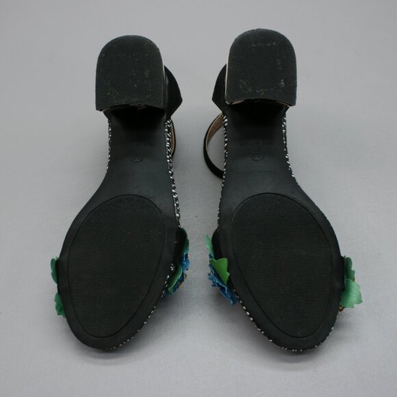 Betsey Johnson Ladies 6.5 Lore Floral Flowers Rear-zip Block Heels Sandals Shoes - Picture 9 of 12